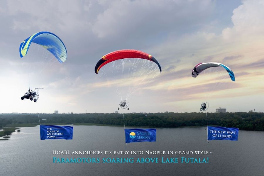 HoABL enters Nagpur with paramotor display over Futala Lake